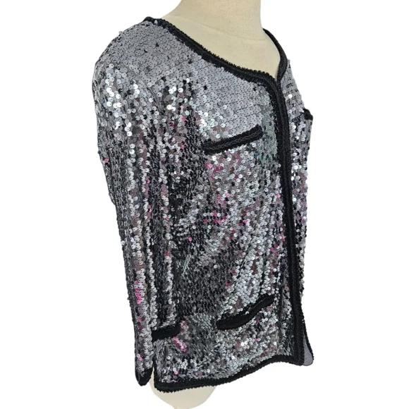 IMAN  Silver Tone Sequins Evening Women's Blazer - Picture 5 of 9